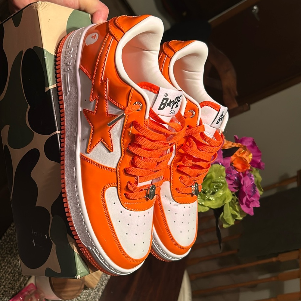 A Bathing Ape Orange “Bape sta Low” Size 12